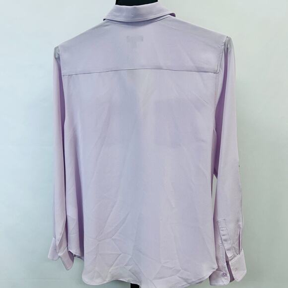 Talbots Women’s Button Down Blouse Shirt Size 8 in Purple Petite Long Sleeve - Picture 4 of 4